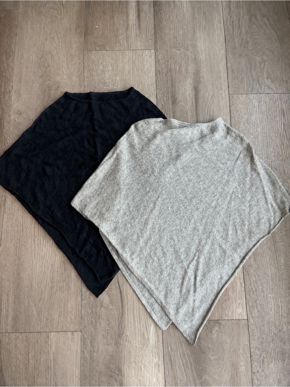 2 Cozy Knit Ponchos Black and Grey